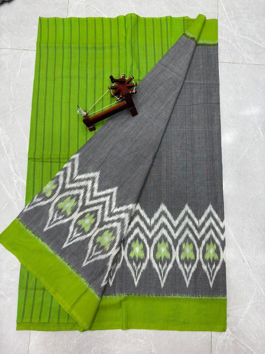 Pochampally mercerized cotton ikkat saree | handwoven cotton saree