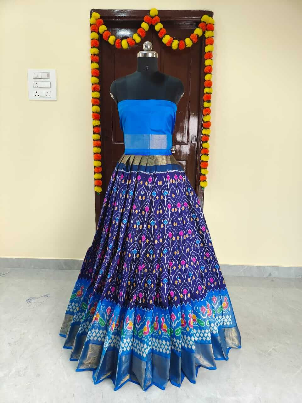 ikkat pattu dress designs Kids Pochampally Long Frock Designs Ikkat Kids Lehenga Pure Silk Pochampally Lehenga Pattu Pavadai