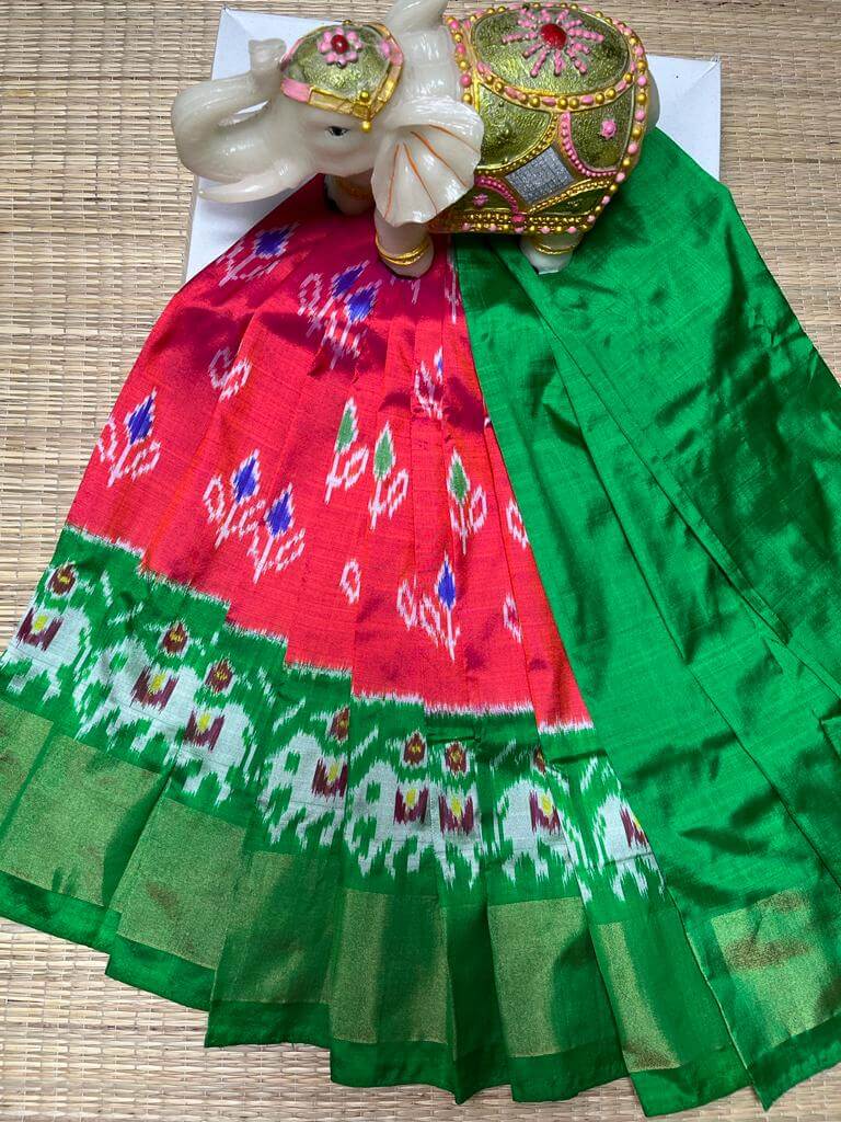 Ikkat kids Lehenga Pure silk pochampally lehenga Pattu pavadai