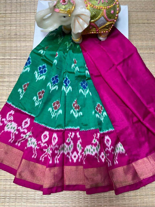 Pochampally Lehenga for kids | Pure silk ikkat lehenga - Pattu pavadai