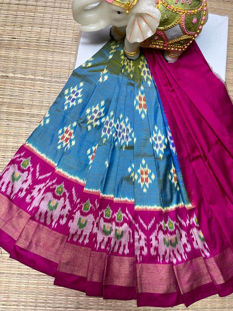 Pochampally Lehenga for kids | Pure silk ikkat lehenga - Pattu pavadai