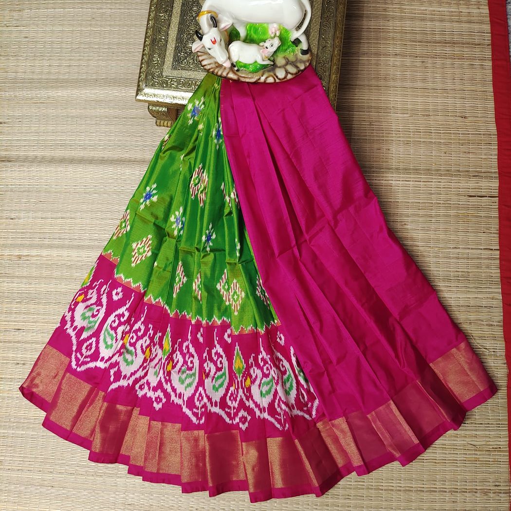 ikkat kids Lehenga | Pure silk pochampally ikkat lehenga - Pattu pavadai