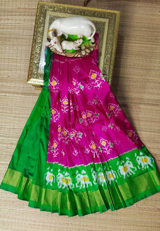 ikkat kids Lehenga | Pure silk pochampally ikkat lehenga - Pattu pavadai