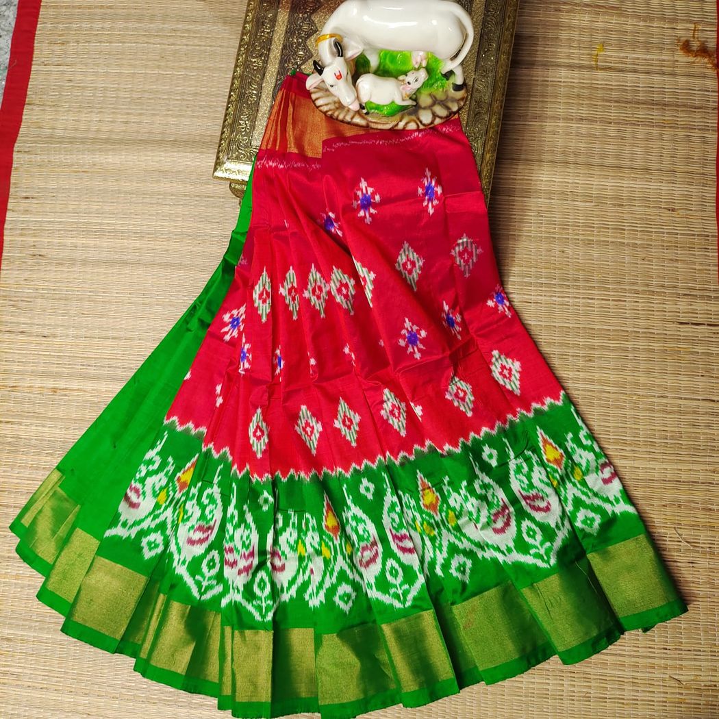 ikkat kids Lehenga | Pure silk pochampally ikkat lehenga - Pattu pavadai