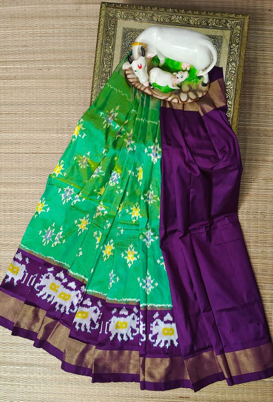 ikkat kids Lehenga | Pure silk pochampally ikkat lehenga - Pattu pavadai