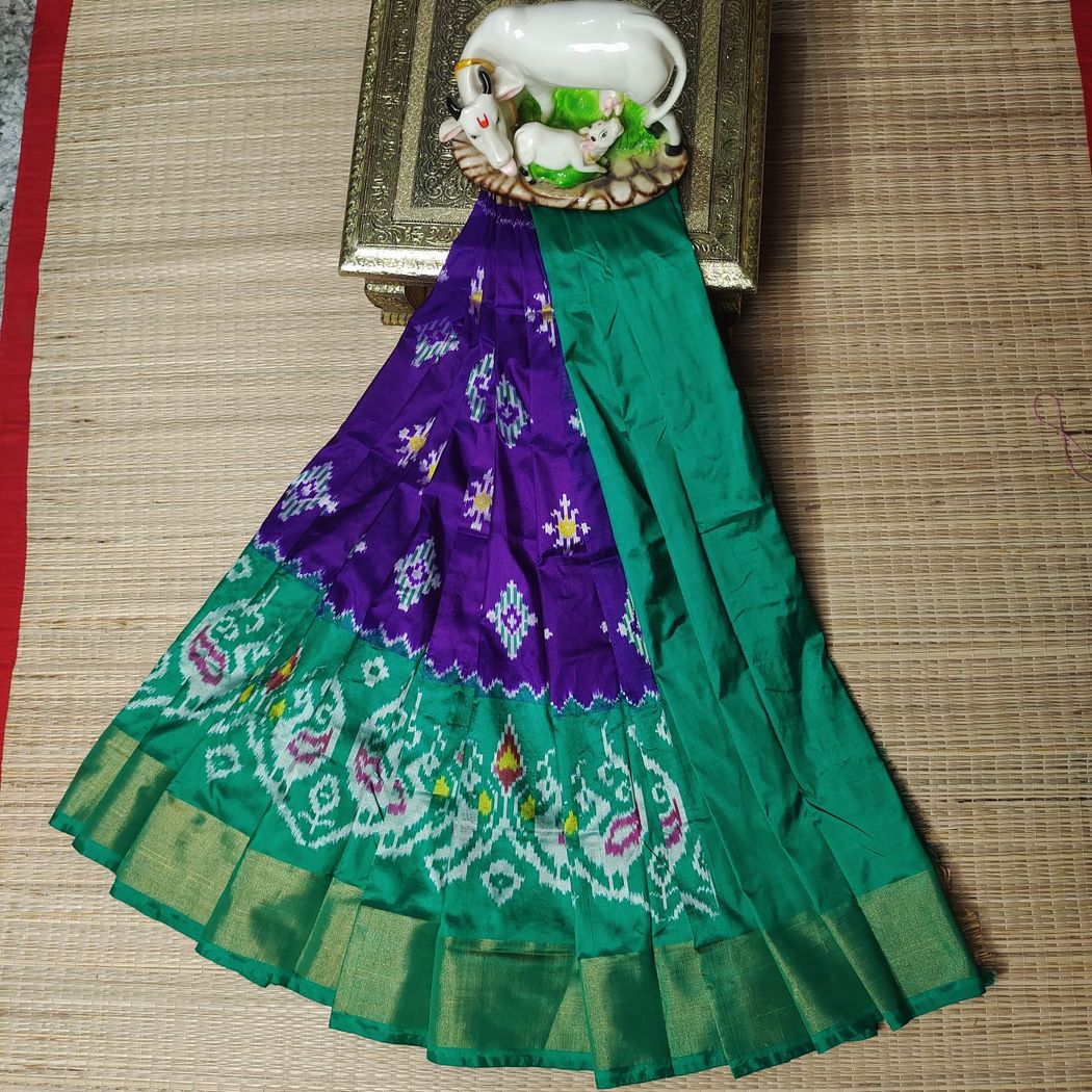 ikkat kids Lehenga | Pure silk pochampally ikkat lehenga - Pattu pavadai
