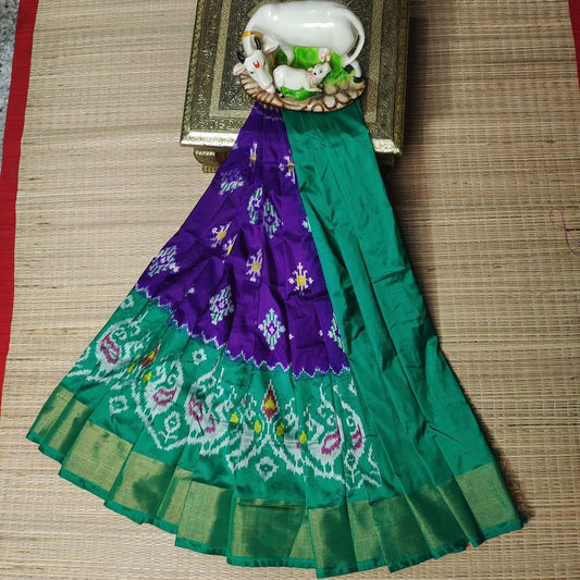 ikkat kids Lehenga | Pure silk pochampally ikkat lehenga - Pattu pavadai