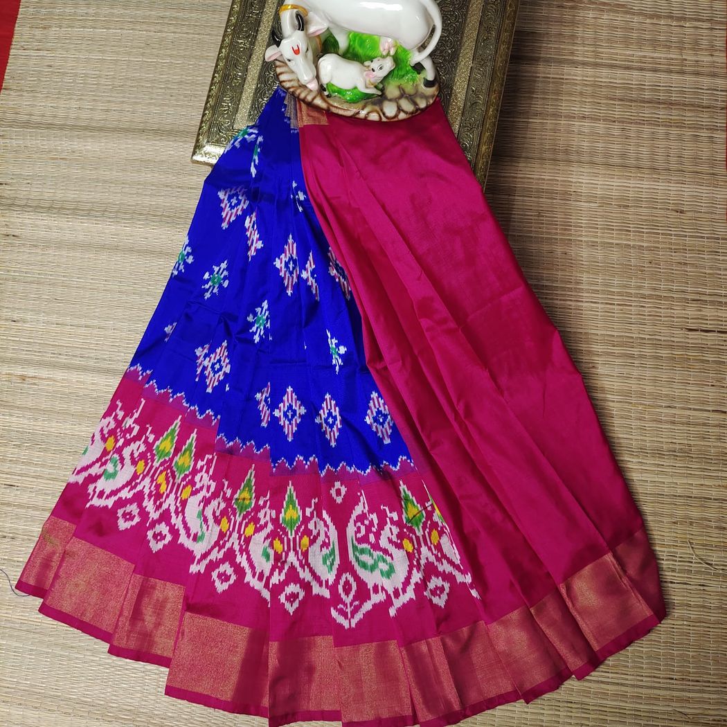 ikkat kids Lehenga | Pure silk pochampally ikkat lehenga - Pattu pavadai