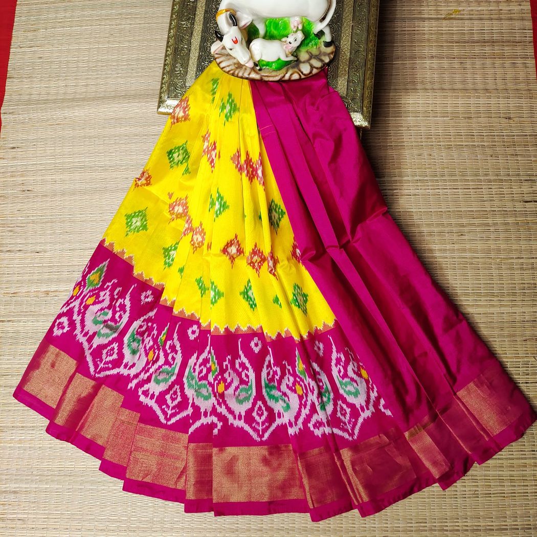 ikkat kids Lehenga | Pure silk pochampally ikkat lehenga - Pattu pavadai