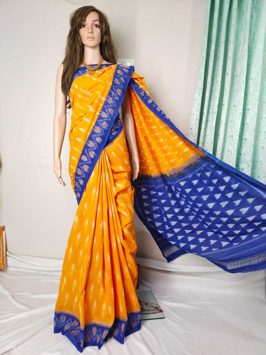 Pochampally mercerized cotton ikkat saree | handwoven cotton saree