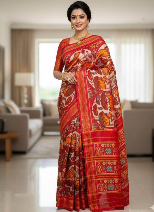 Pure Silk Pochampally Ikkat Handloom Saree | Traditional Indian Weave