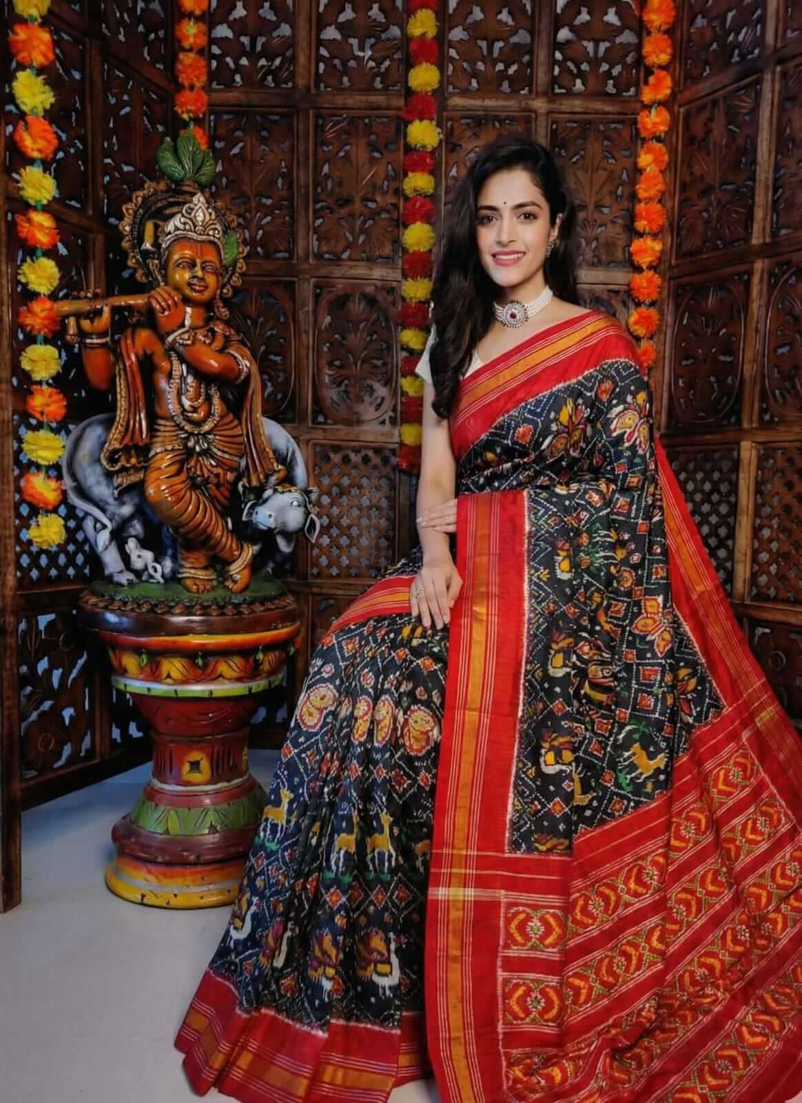 Authentic Pochampally Madthas Ikkat Saree in Pure Silk | Handmade | Weavers Collection