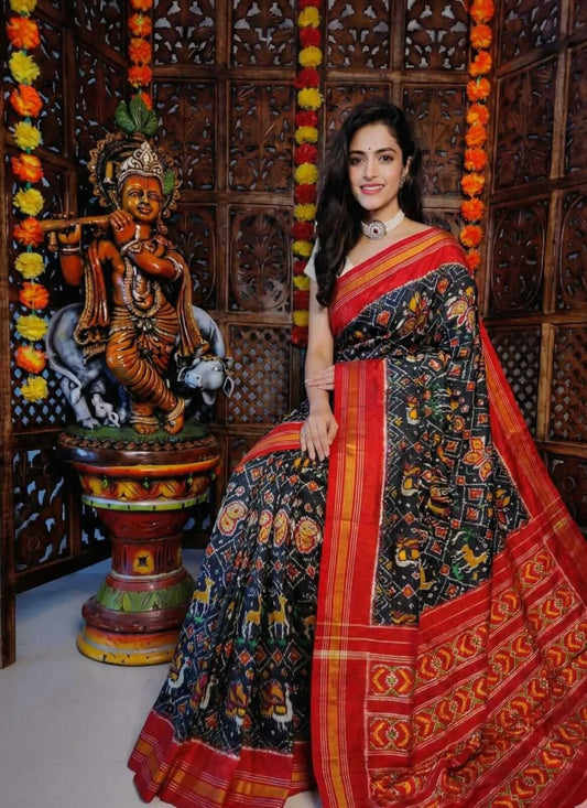 Authentic Pochampally Madthas Ikkat Saree in Pure Silk | Handmade | Weavers Collection