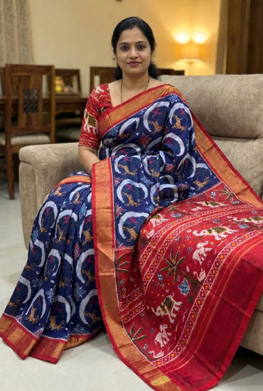 Pure Silk Pochampally Madthas Ikkat Handloom Saree | Traditional Indian Weave