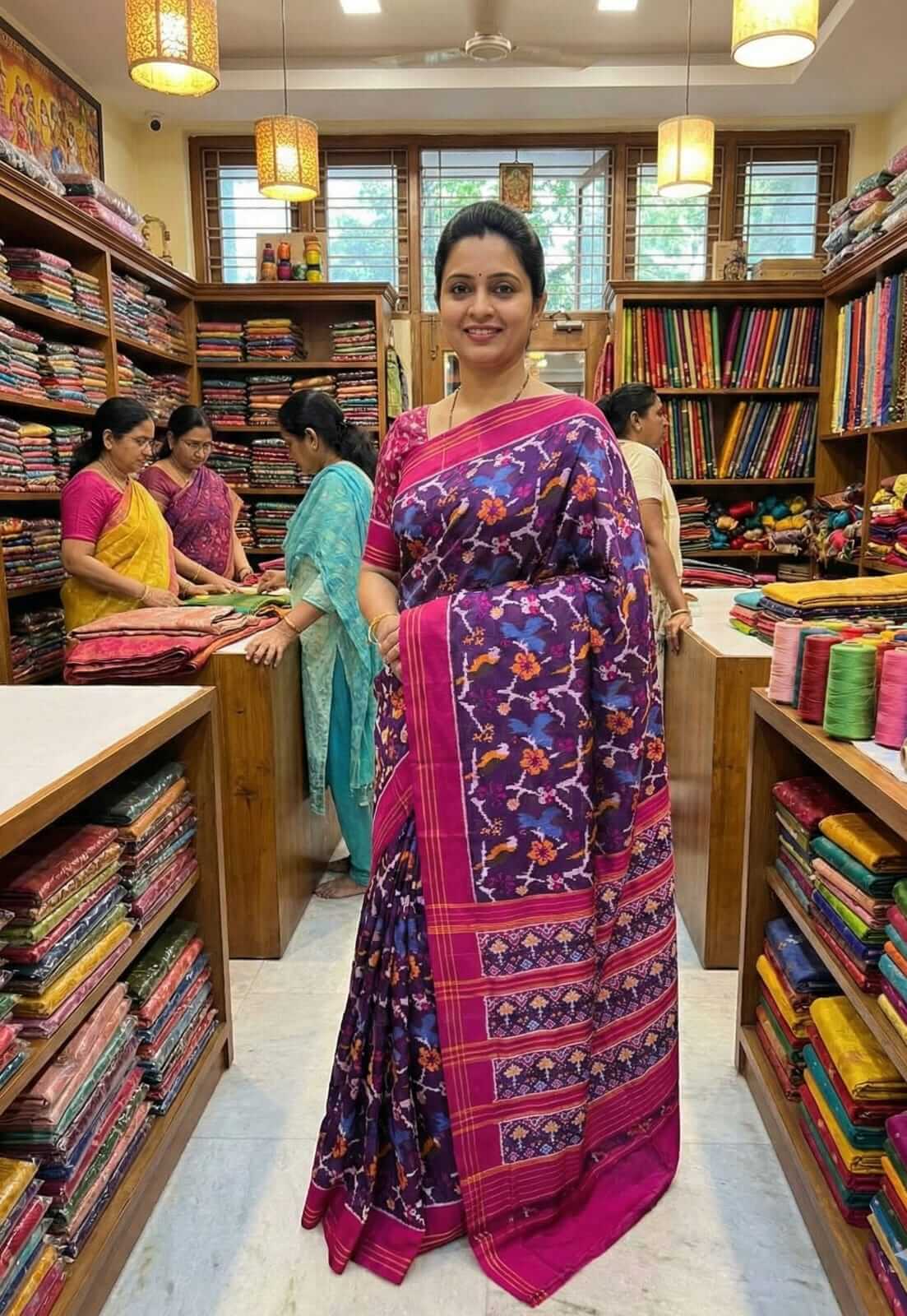 Pure Silk Pochampally Madthas Ikkat Handloom Saree | Traditional Indian Weave