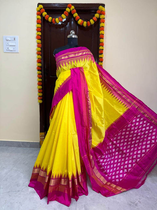 Pochampally ikkat pure silk saree | Handwoven pochampally pure pattu sarees - ikkat silk