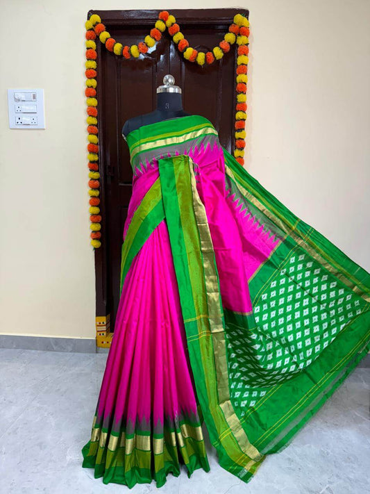 Pochampally ikkat pure silk saree | Handwoven pochampally pure pattu sarees - ikkat silk