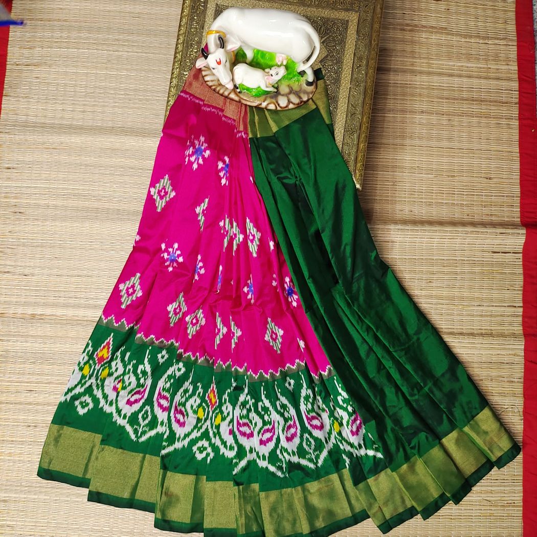 ikkat kids Lehenga | Pure silk pochampally ikkat lehenga - Pattu pavadai