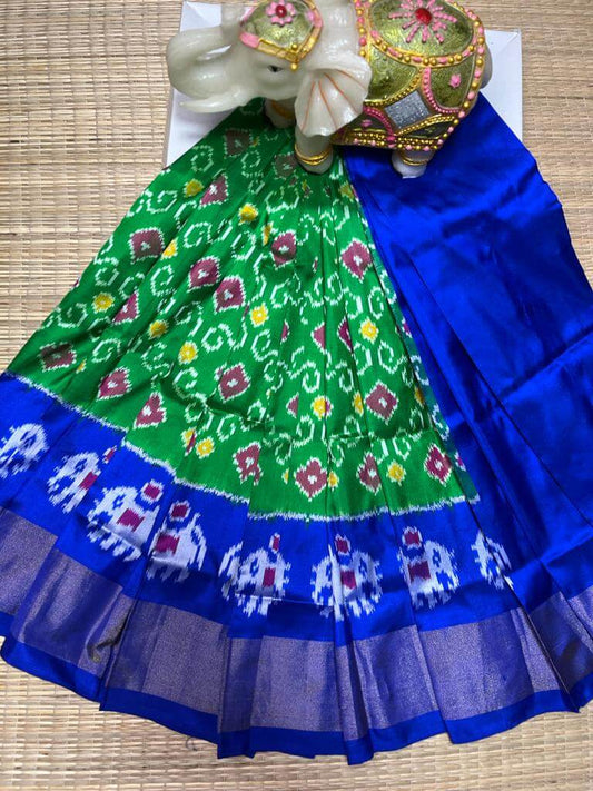 ikkat kids Lehenga | Pure silk pochampally ikkat lehenga - Pattu pavadai