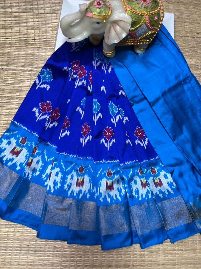 ikkat kids Lehenga | Pure silk pochampally ikkat lehenga - Pattu pavadai