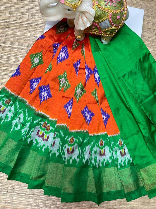 Pochampally Lehenga for kids | Pure silk ikkat lehenga - Pattu pavadai