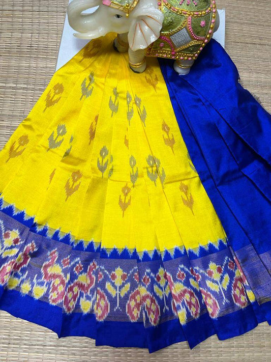 ikkat kids Lehenga | Pure silk pochampally ikkat lehenga - Pattu pavadai