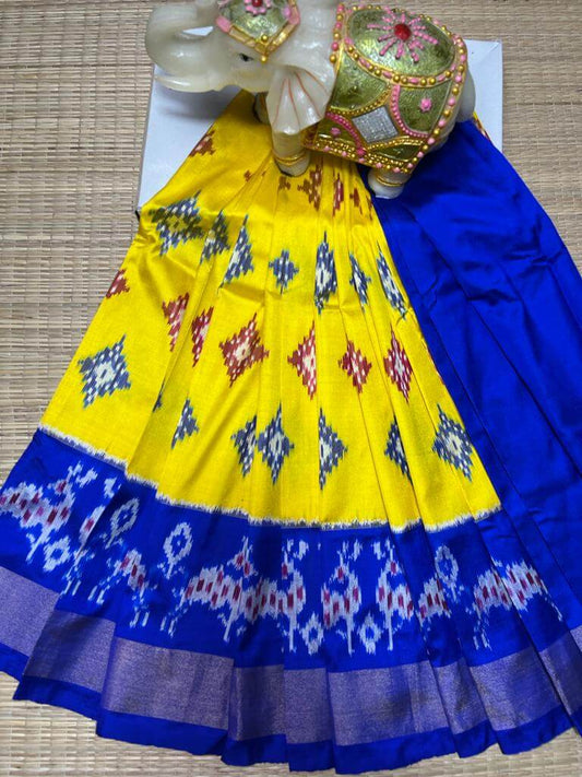 Pochampally ikkat kids Lehenga | Pure silk ikkat lehenga - Pattu pavadai