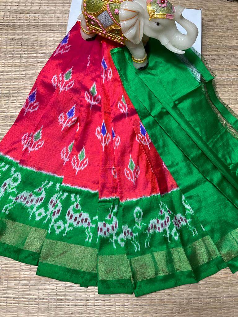 ikkat kids Lehenga | Pure silk pochampally ikkat lehenga - Pattu pavadai