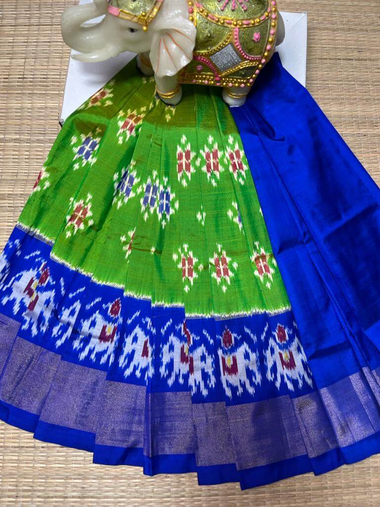 Pochampally ikkat kids Lehenga | Pure silk ikkat lehenga - Pattu pavadai