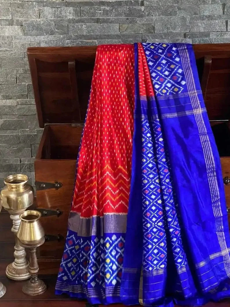 Pochampally ikkat pure silk saree | Handwoven pochampally pure pattu sarees - ikkat silk