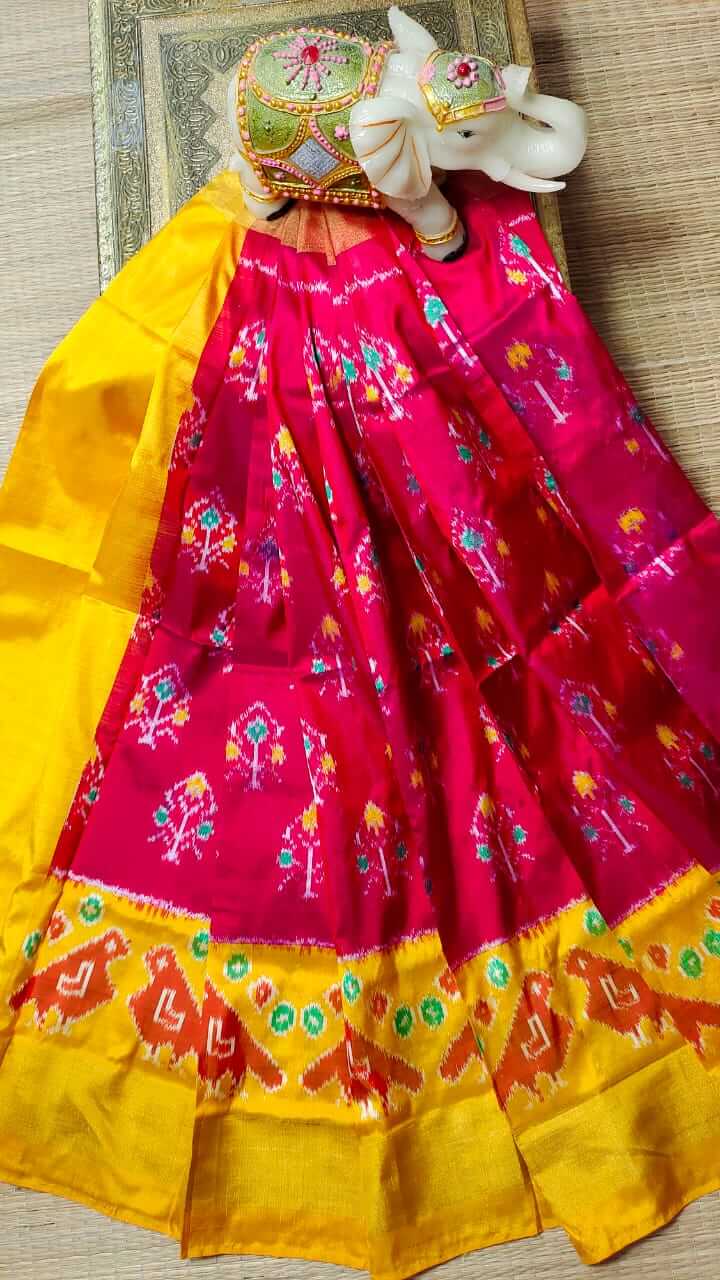 ikkat kids Lehenga | Pure silk pochampally ikkat lehenga - Pattu pavadai