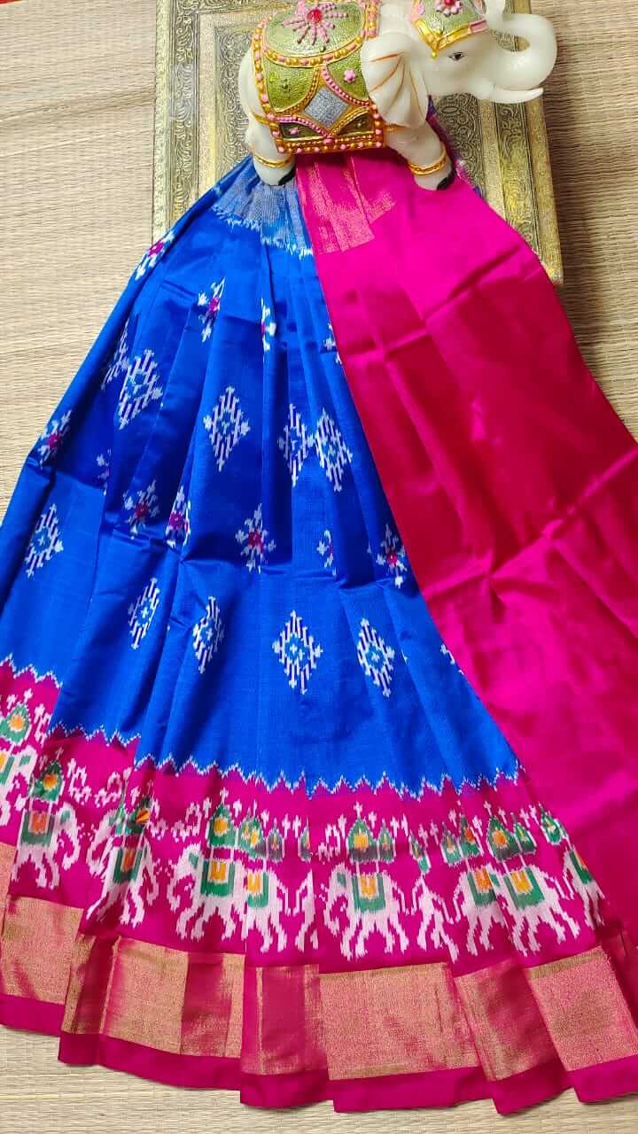 ikkat kids Lehenga | Pure silk pochampally ikkat lehenga - Pattu pavadai