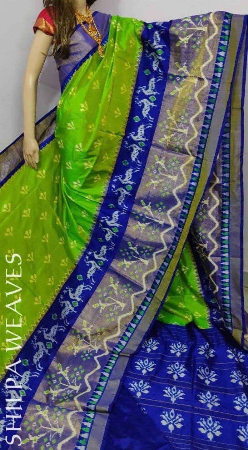 Pochampally ikkat pure silk saree | Handwoven pochampally pure pattu sarees - ikkat silk