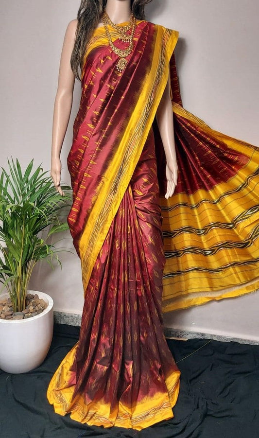 Pochampally ikkat pure silk saree | Handwoven pochampally pure pattu sarees (With out Blouse Piece)