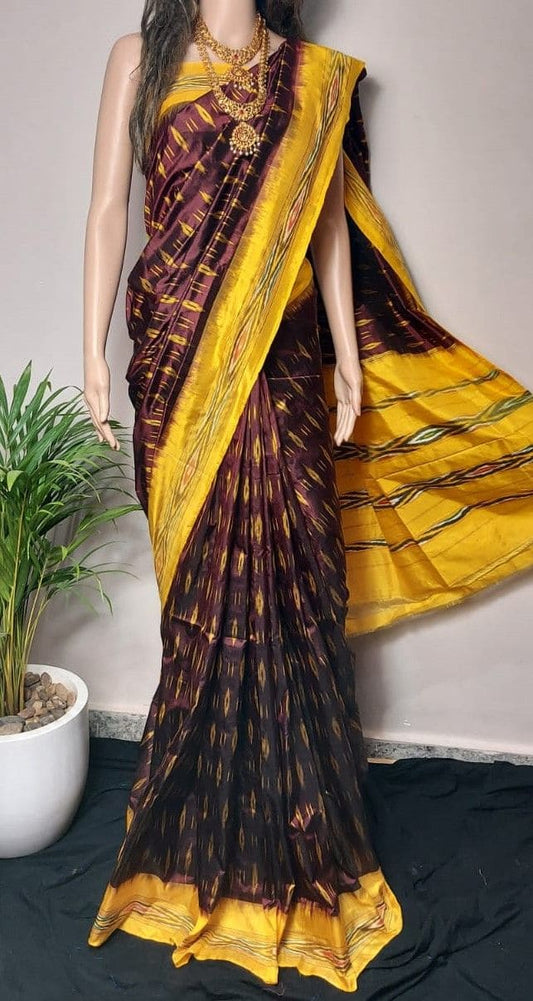 Pochampally ikkat pure silk saree | Handwoven pochampally pure pattu sarees Pochampally ikkat pure silk saree | Handwoven pochampally pure pattu sarees (With out Blouse Piece)