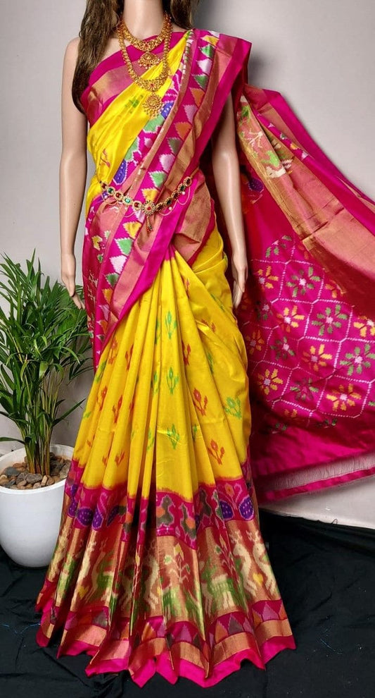 Pochampally ikkat pure silk saree | Handwoven pochampally pure pattu sarees - ikkat silk